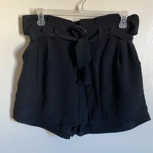 *Broadway & Broome Madewell Black Belted 100% Silk Paper Bag Shorts #Gr